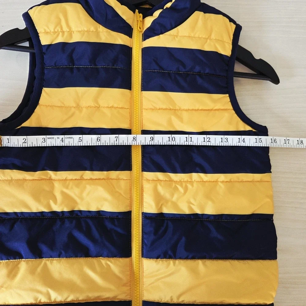 Gymboree Boys Size S(5-6) Puffer Vest Bright Yellow & Blue Stripe Back to School